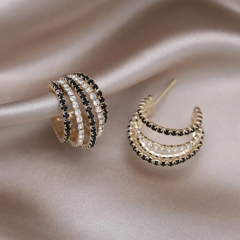 Madison Noir Crystal Hoops