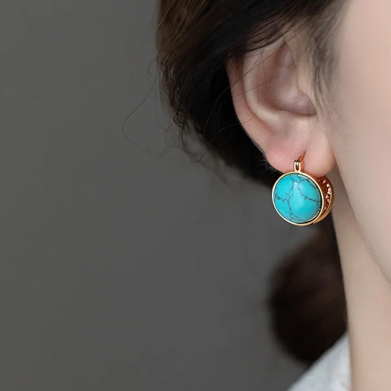 Brooke Turquoise Halo Hoops