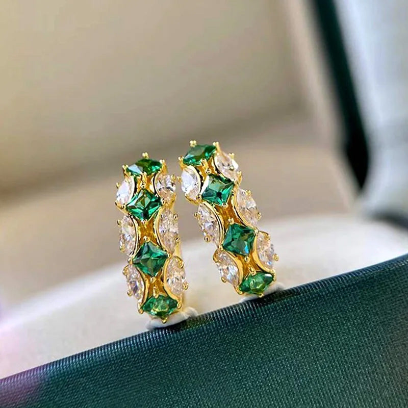 Olivia Emerald Luxe Hoops