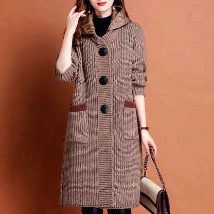 Olive Long Knit Buttoned Cardigan