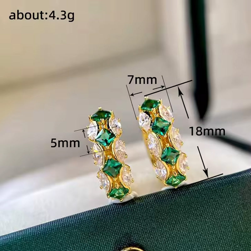 Olivia Emerald Luxe Hoops