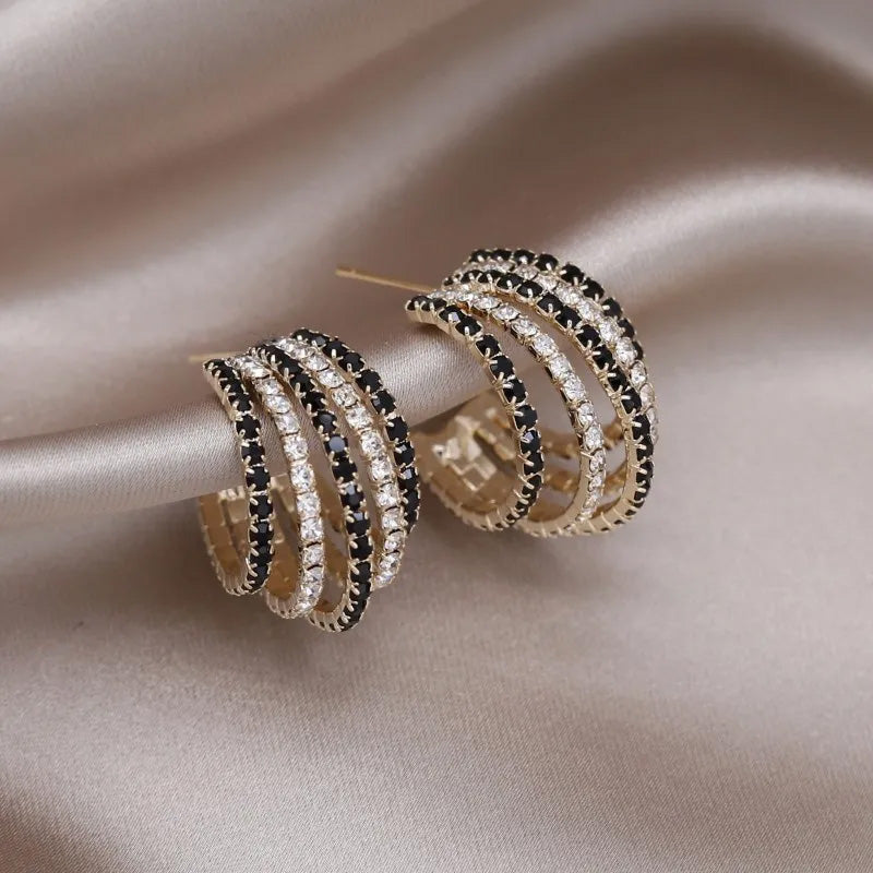 Madison Noir Crystal Hoops