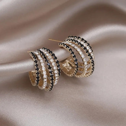 Madison Noir Crystal Hoops