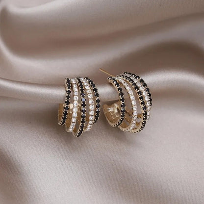 Madison Noir Crystal Hoops