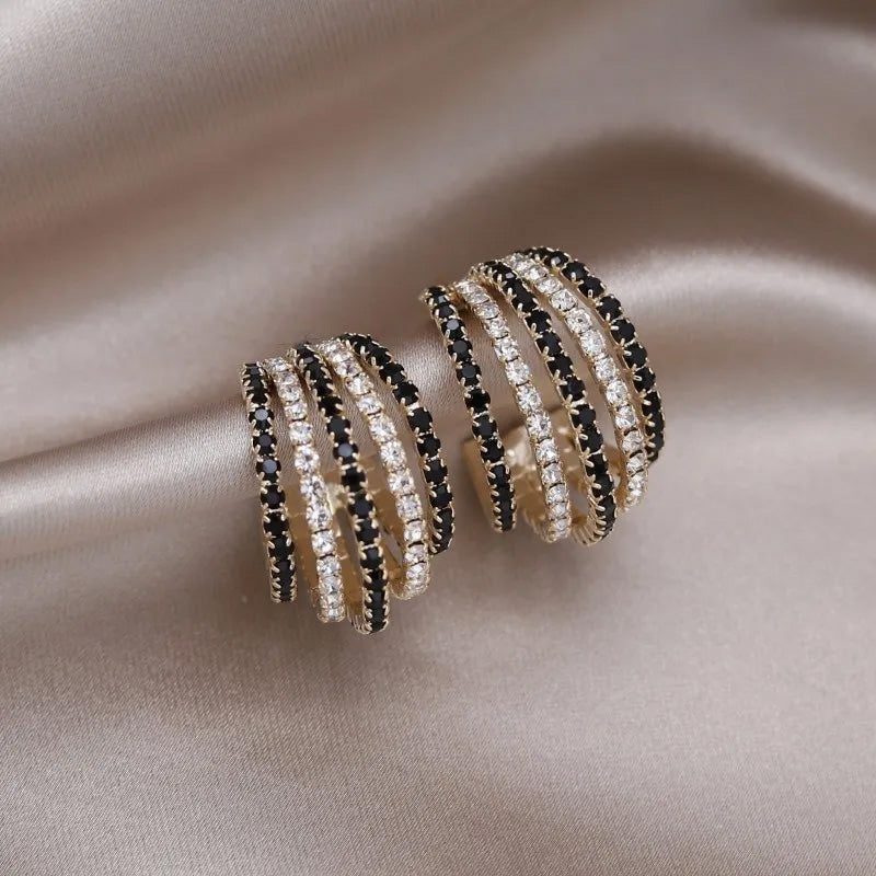 Madison Noir Crystal Hoops