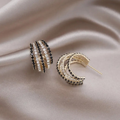 Madison Noir Crystal Hoops