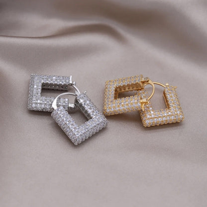 Tahlia Square Pavé Hoop Earrings
