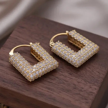 Tahlia Square Pavé Hoop Earrings