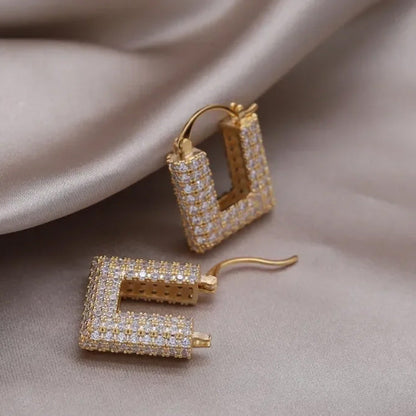 Tahlia Square Pavé Hoop Earrings
