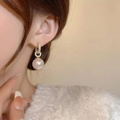 Sienna Luxe Pearl Drop Hoops