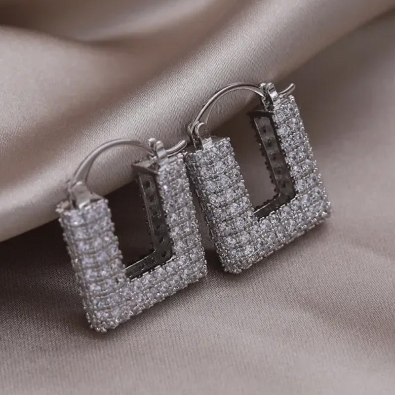 Tahlia Square Pavé Hoop Earrings