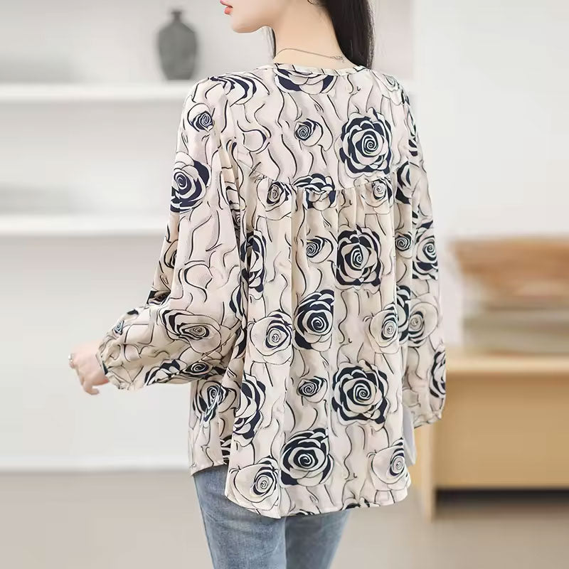Rose Button-Up Blouse
