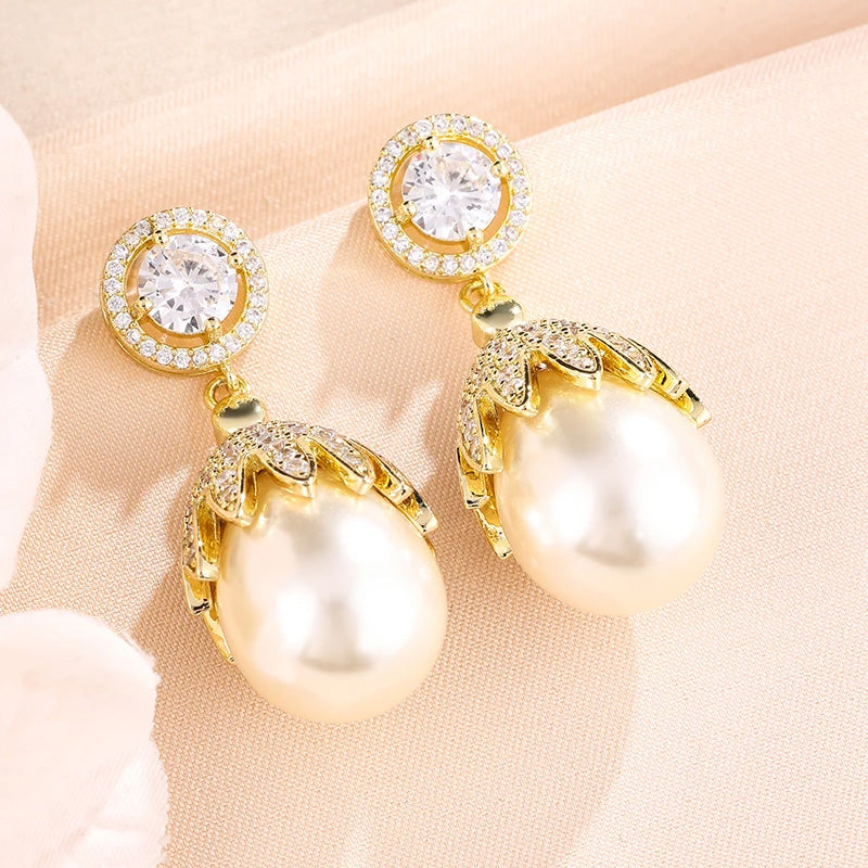 Amelia Pearl Crown Drops