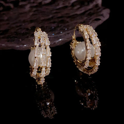 Chloe Pearl Halo Hoops