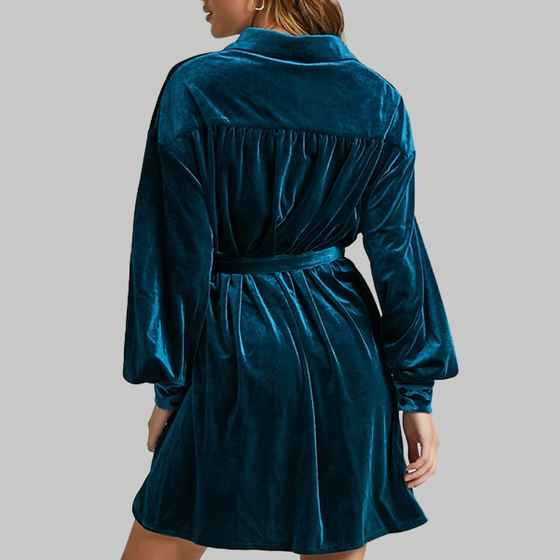 Ava Velvet Shirt Dress