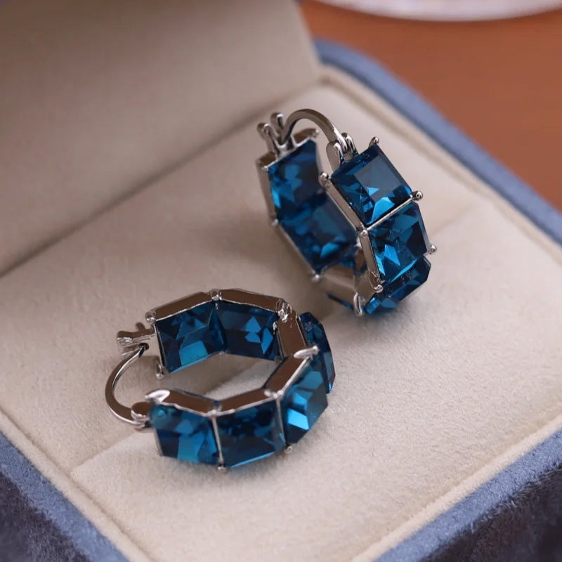 Elara Crystal Link Hoop Earrings