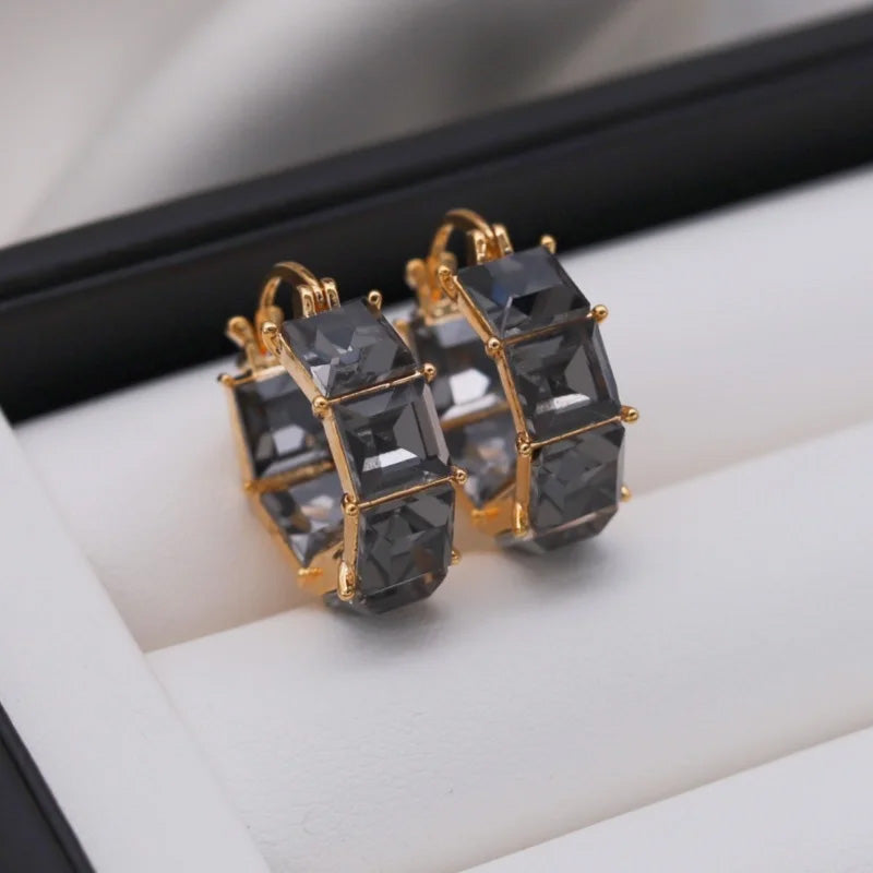 Elara Crystal Link Hoop Earrings