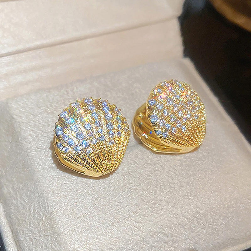 Tahlia Golden Shell Studs