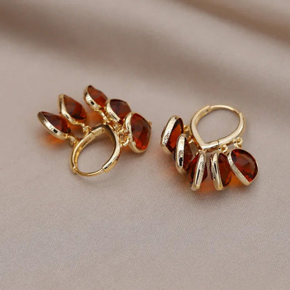 Ruby Gem Drop Huggie Earrings