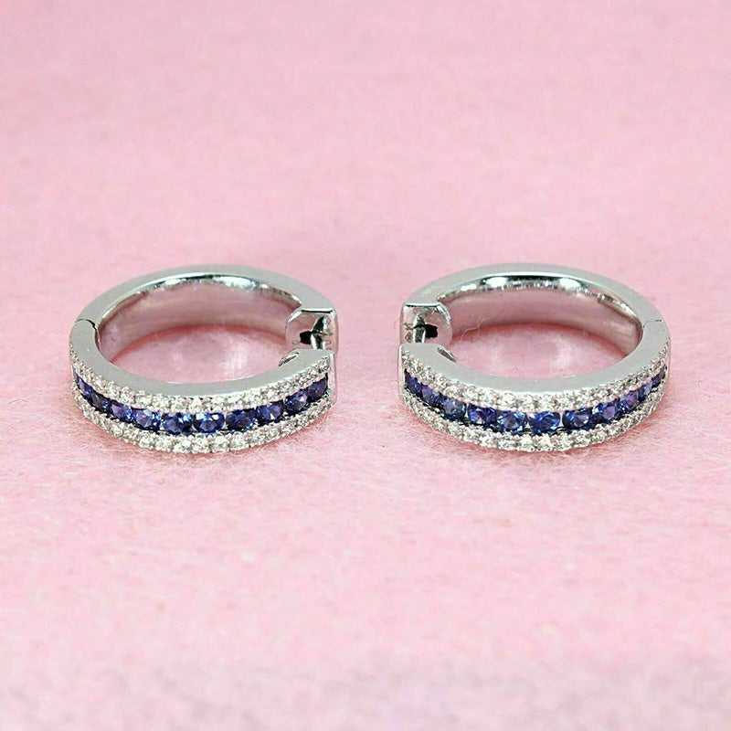 Mia Sapphire Line Hoops
