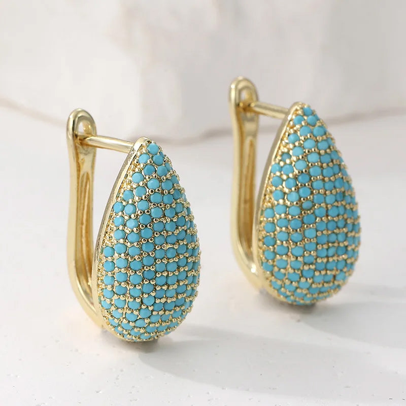 Dora Turquoise Teardrop Hoops