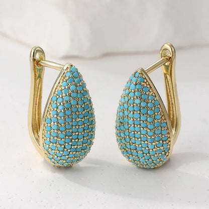 Dora Turquoise Teardrop Hoops