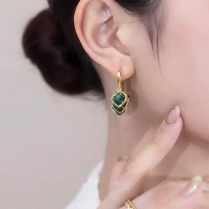 Ruby Gem Drop Huggie Earrings