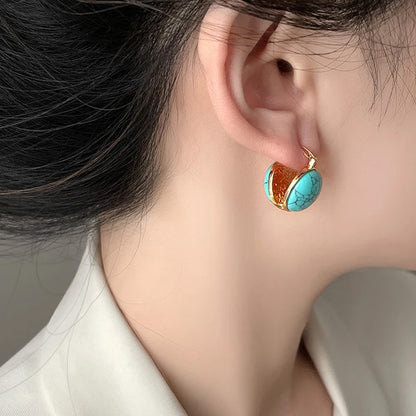 Brooke Turquoise Halo Hoops