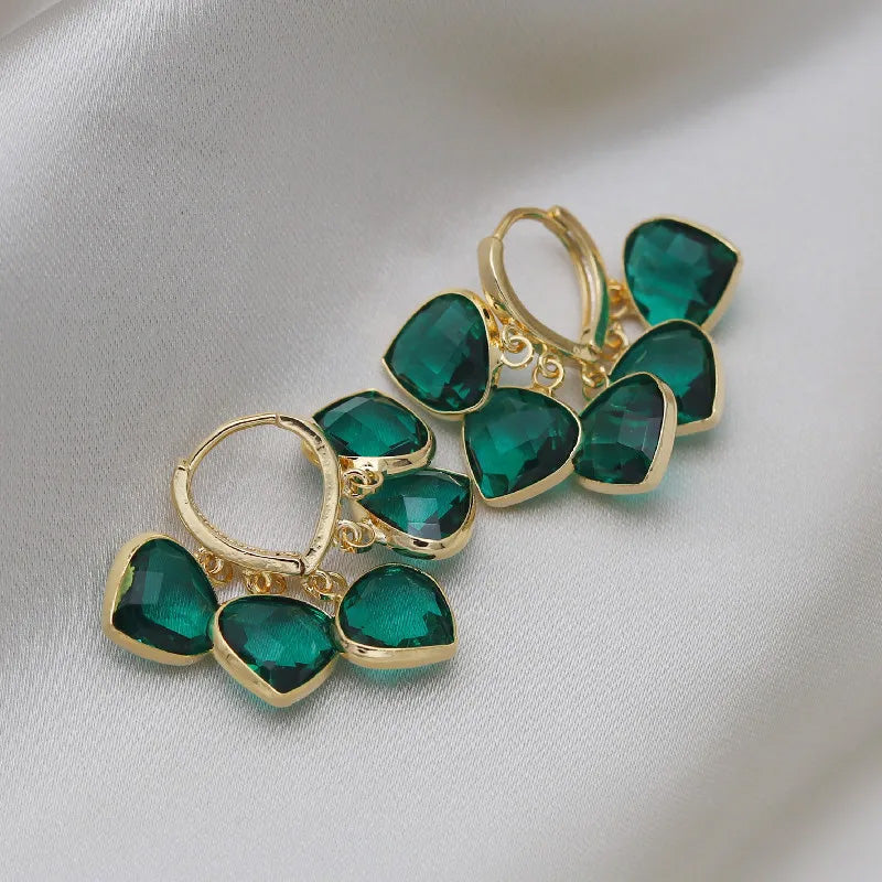 Ruby Gem Drop Huggie Earrings