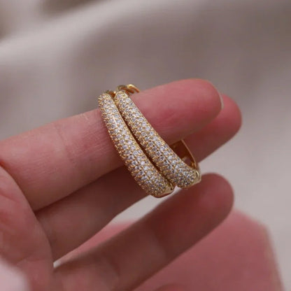 Harper Oval Pavé Hoop Earrings