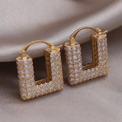 Tahlia Square Pavé Hoop Earrings