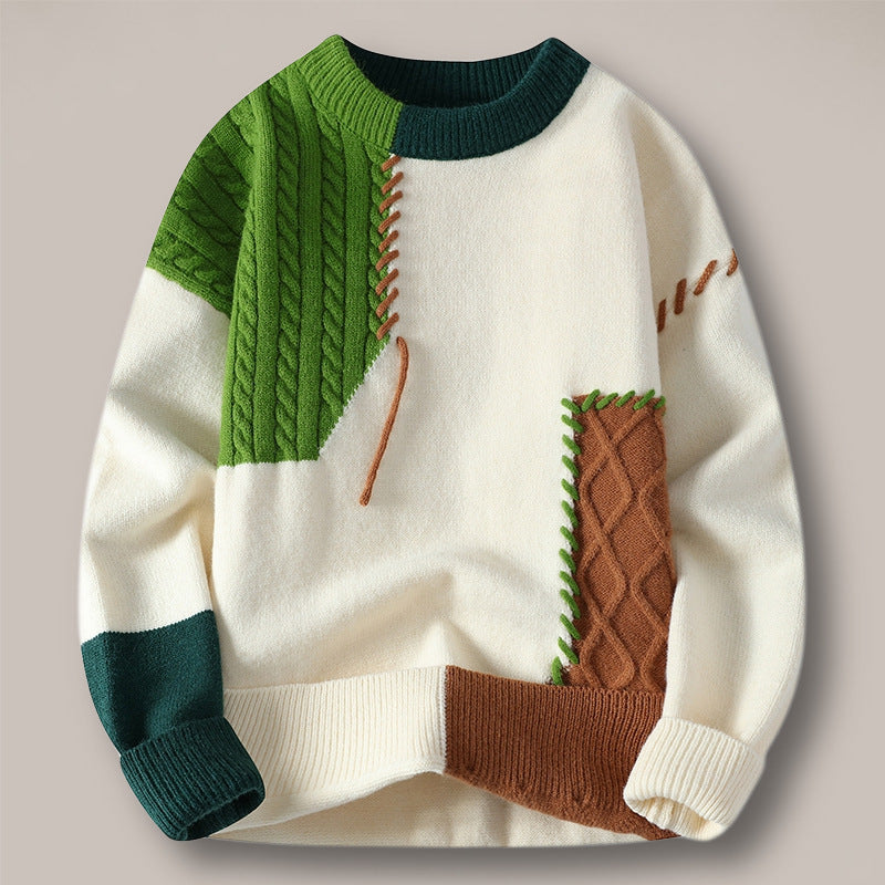 Patchwork Knit Crew