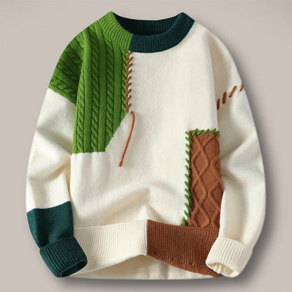 Patchwork Knit Crew