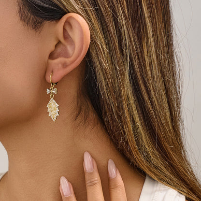 Crystal Leaf Drop Earrings