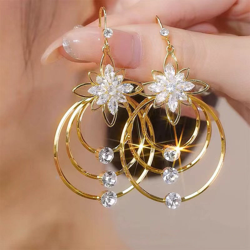 Amber Crystal Hoops