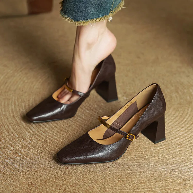 Emily Genuine Leather Heels